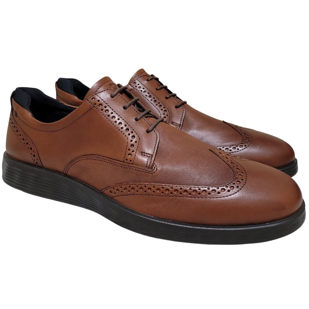 Ecco Men S Lite Hybrid Brogue Oxfords Size US 8 EU 42 Cognac Brown Leather